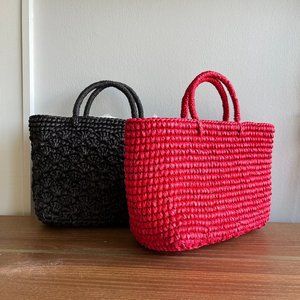 2 UNALOME STRAW BAGS in BLACK and RED